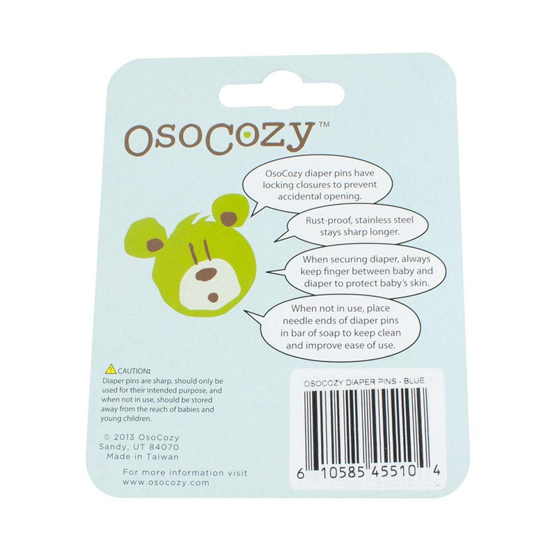 OsoCozy Diaper Pins - (Blue) - Sturdy, Stainless Steel Diaper