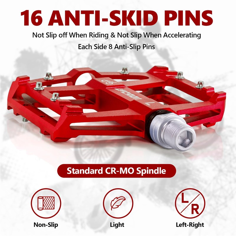 LYCAON Bike Cycling Pedals, CNC Machined Aluminum Alloy Durable Non-Slip