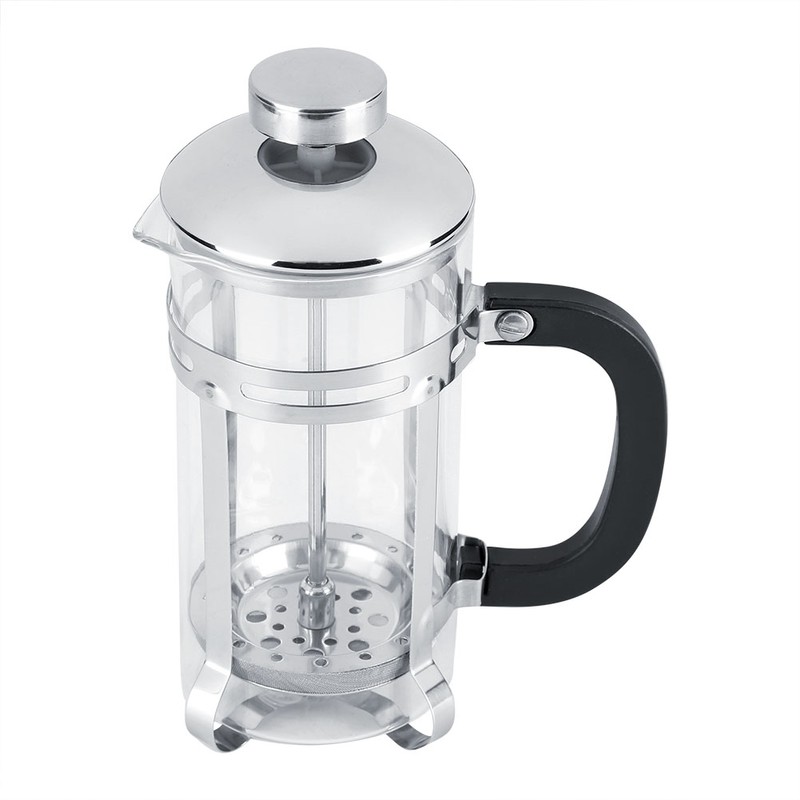 350ml Stainless Steel Glass Cafetiere French Filter Tea Coffee Pot