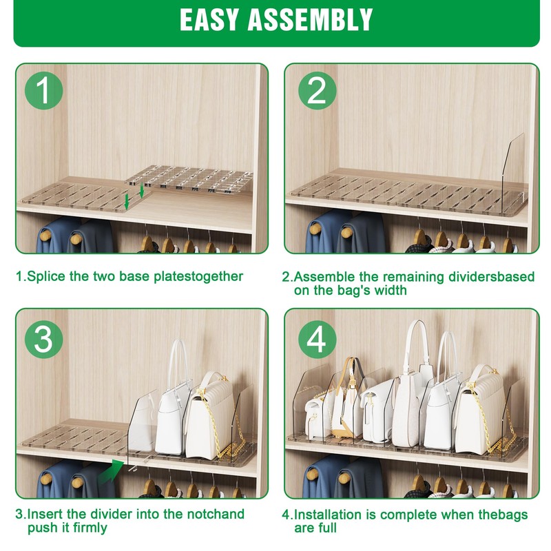 DGFCK Bag & Purse Organizer for Closet, 4 Sets Adjustable