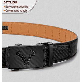 BULLIANT Men's Belt – Ratchet Leather Belt for Men Dress and Casual Pants Jeans 1 3/8" (Black,32"-38" Waist Adjustable)