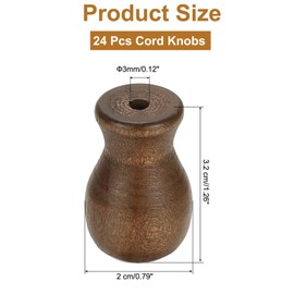 sourcing map 24Pcs Cord Knobs, Wood Cord Tassel Drops Pull End Pendant Hanging Ball Pulls for Window Blinds Shade Curtain Craft, Brown Cylinder
