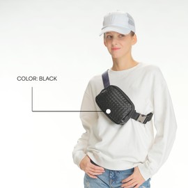 C.C Woven Vegan Leather Fanny Pack – Waist Bag with Adjustable Strap, Crossbody Belt Bag (Vegan Leather Woven - Black)