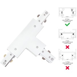 Bravsekai H Track T Connector H Type Single Circuit 3-Wire-1 Track Lighting Kit for H Track System Track Lighting Accessories 120V