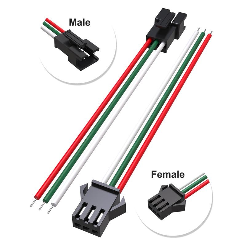 VANDESAIL 3 Pin Connector LED Strip Connectors JST SM Micro