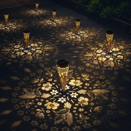 KAIXOXIN Solar Garden Lights, Metal Hummingbird Pathway Lights, Outdoor Landscape Lighting for Patio, Backyard, Walkway (Hummingbird, 4)