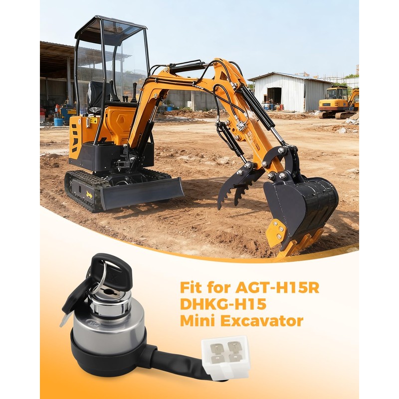 4 PIN Ignition Switch Fit for AGT-H15R DHKG-H15 Mini Excavator,