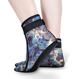 Tilos 2mm Neoprene Cinch Socks - Hypoallergenic, Non-Slip, Durable Water Socks for Diving, Snorkeling, Water Aerobics & More (XL, Green Camo)