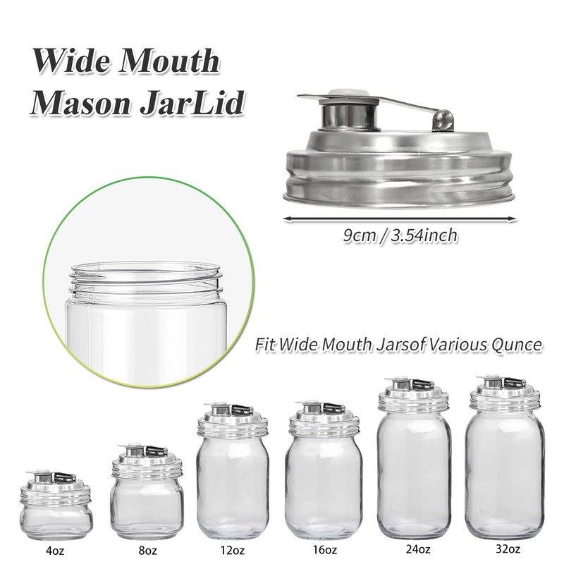 2PCS Mason Jar Pour Spout Lid Stainless Steel,Wide Mouth Pour