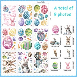 Shinybox Easter Window Decoration, 9 Sheets Window Pictures, Colourful Easter Window Decoration, Easter Window Decoration, Reusable Decorations, Window Decoration Rabbit, Chick, Easter Egg (B)