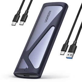 UGREEN M.2 SSD External Case, Supports SATA NVME M.2 SSD Case, USB3.2 Gen2 Connection, UASP Compatible, 10 Gbps High Speed Transfer, Aluminum, SSD M.2 Case, 2230/2242/2260/2280 M Key/B+M Key SSD, Silicon Rubber Included [USB A-C & USB C-C 2 Cables Includ