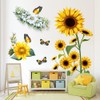 WOHAHA Sunflower Wall Stickers Yellow Large Flowering Plants Butterfly Wall