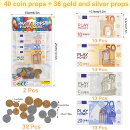 Children's Play Money 72 Pieces, Role Play Toy, for Role Play, for Calculating and Learning, Shopping Shop Children