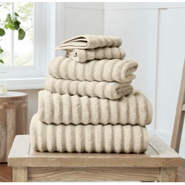 Christian Siriano NY Textured Zero Twist Beige 6 Piece Towel Set, Solid Color Themed, Oeko-TEX Certified Confidence