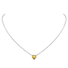 Suplight November Birthstone Necklaces for Women, Valentines Day Gifts for Her Birth Stone Jewellry 925 Sterling Silver Dainty Tiny Crystal Citrine Heart Necklace