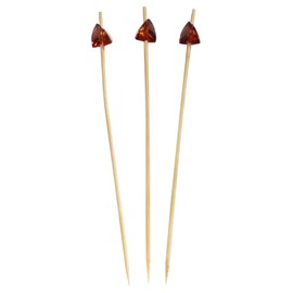 BambooMN 5.9" Decorative Acrylic Coffee Gem End Bamboo Cocktail Fruit Sandwich Picks Skewers for Catered Events, Holiday's, Restaurants or Buffets Party Supplies, 100 Pcs