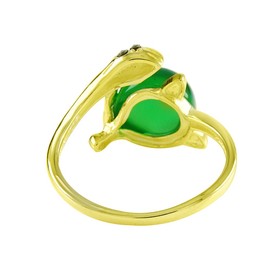 AFFY Jewelry Simulated Green Jade Open Adjustable????????????? Ring 925 Sterling Silver
