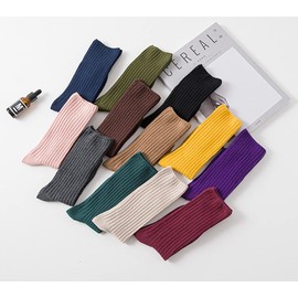 Galsang Women's Socks Thick Knit Wool Thermal Casual Crew Socks,Cozy Warm Slouch Cotton Knit Calf Socks Gift For Women,#K809 (5pcs black)