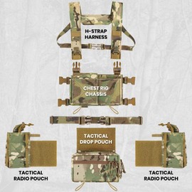 Tactical Chest Rig Chest Protector Paintball Vest, Molle Modular Micro Battle Chest Mount Plate Carrier Chest Bag (CP)