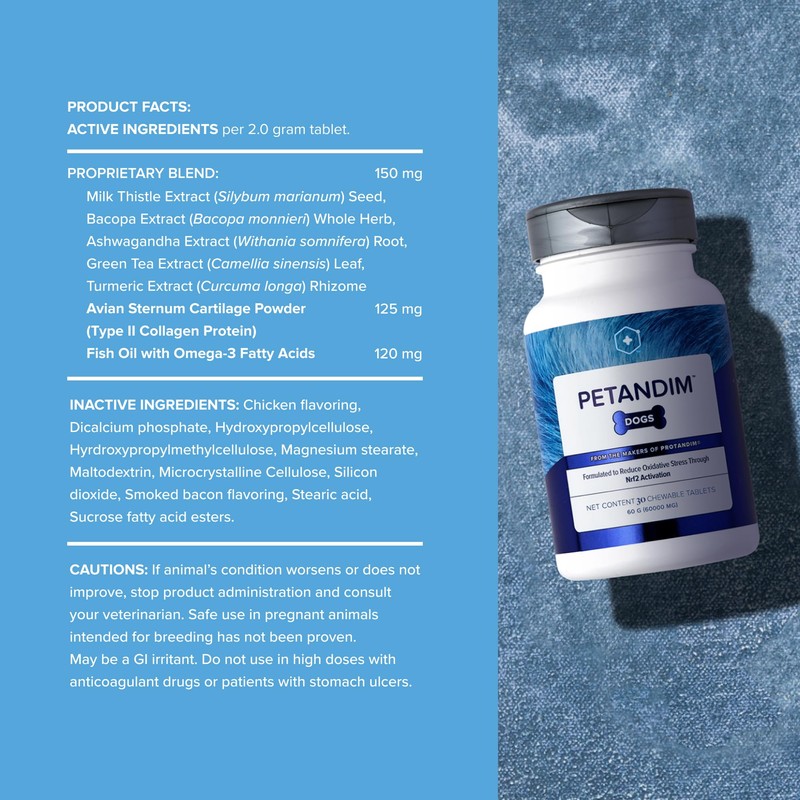 Petandim Dog Vitamins (30 Chewable Tablets), Antioxidants Reduce Oxidative Stress,