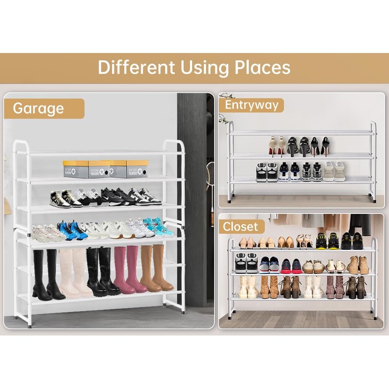 KEETDY 3-Tier Long Shoe Rack for Closet Metal Shoe Organizer