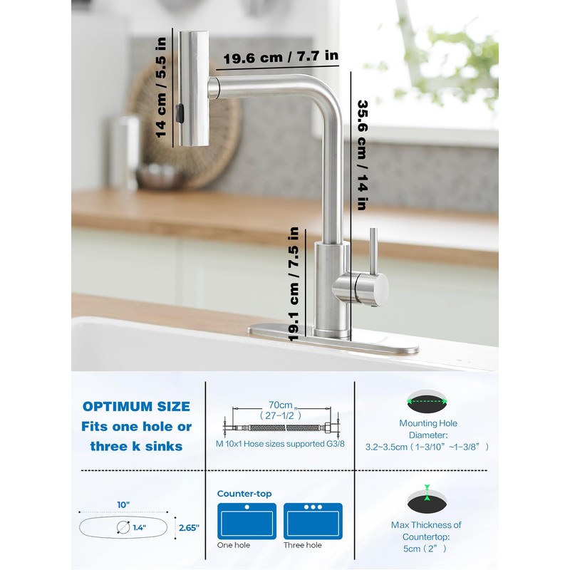 Kitchen Faucets with Pull Down Sprayer,Waterfall Kitchen Sink Faucet,Commercial Utility