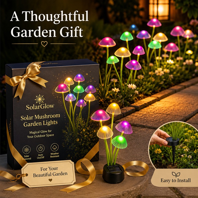 Solar Mushroom Garden Lights for Outdoor Decor – Dual-Mode LED