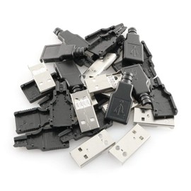 Maxmoral 10PCS USB 2.0 Connector A Type Male 4-Pin Plug with Black Plastic Cover DIY Connector