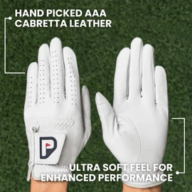 PUR3 2 Pack Men's Golf Gloves | Cabretta Leather Glove - Super Soft Feel - Ball Marker Included - Mens Golf Gloves Left Hand or Right Hand (Large, Worn on Right Hand (for Left Handed Golfers))