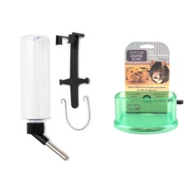 Lixit 8oz Aquarium and Wire Cage Water Bottle for Mice, Hamsters and Other Small Animals (8oz + Bowl)