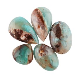 CRYSTALIS Wholesale 5pcs Natural Aqua-prase Loose Gemstone Bulk Cabochons Jewelry Making Supply, Chakra Healing Polished Stones, Wire Wrapping, DIY, Gem Collection