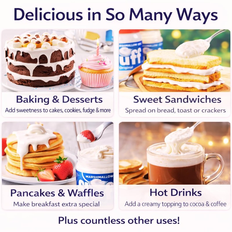 Marshmallow Fluff Spread – Sweet Marshmallow Creme for Baking, Desserts