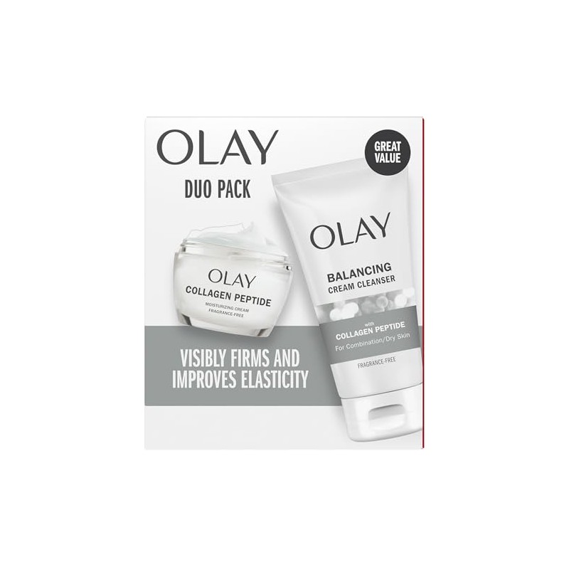 Olay Collagen Peptide Duo Pack, Balancing Cream Face Wash, Fragrance-Free,