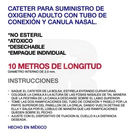 Catter Nasal para Oxgeno 10 Metros Adulto Transparente Dip-Mac