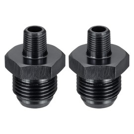 sourcing map 2Pcs AN8 Male Flare to 1/8" NPT Pipe Fitting, Aluminum Straight Male Union Coupler Connector Fuel Hose Adapter for Automotive, Black