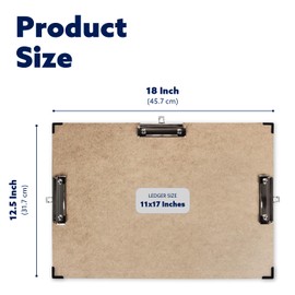 11x17 Clipboard, Three Clip Wood Board, Extra Large Clip Board Horizontal Wooden Writing Board, Not Fragile Art Drawing Clip Boards, Drawing Board with Clips (Wooden, 11x17)