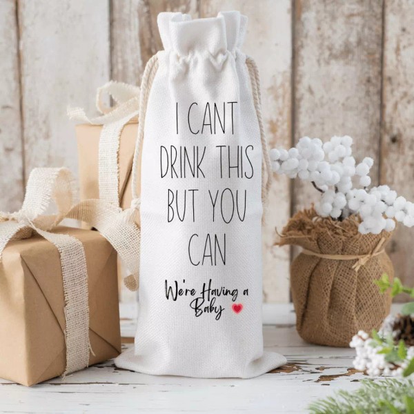 Handmade Wine Gift Bag - "I Can't Drink This But