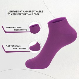 Women Bamboo Ankle Socks Ankle Length Thin Sock Odor Resistant Low Cut Sock 5 Pairs (CA/US, Alpha, Medium, Regular, Regular, Tyrian Purple)