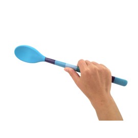 French Bull Easy Grip Melamine Handle Silicone Non-Stick Heat Resistant BPA-Free Chef Kitchen Utensils for Cooking, Mixing, Baking, Spoon, Blue