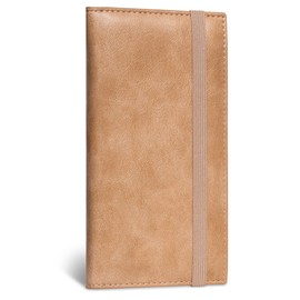 Zreal Checkbook Cover for Men & Women, Premium Vegan Leather Checkbook Holder Slim Wallets for Top & Side Tear Duplicate Checks with RFID Blocking (Distressed Tan)