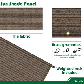 Goleray 8'x8' Pergola Replacement Canopy Shade Cover Sun Shade Cloth with Grommets, UV Protection Patio Covers for Outside Porch Backyard Gazebo Awning, Brown