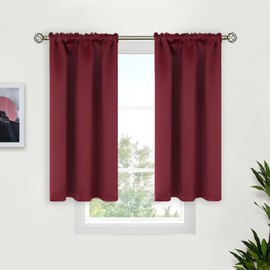 BGment Burgundy Blackout Curtains for Kitchen Cafe Window - Short Window Drapes Thermal Insulated Privacy Blinds for Rv Bathroom, 34 x 45 Inch, 2 Panels
