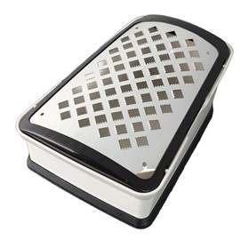 Professional Grater V (with Water Drain) Made in Japan, Grater with Tray, Cheese Grater for Ginger, Garlic, Parmesan Cheese, Lemon, Yuzu, Stainless Steel