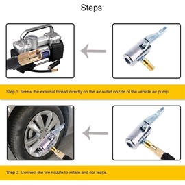 KIMISS Air Chuck, Universal Car Air Pump Boquilla Adaptador Inflado rápido Desinflado Neumático Inflador Conector