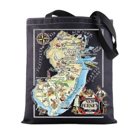BWWKTOP New Jersey State Tote Bag New Jersey Souvenirs Gifts New Jersey Reusable Grocery Bags New Jersey Trip Gifts, New Jersey Bl