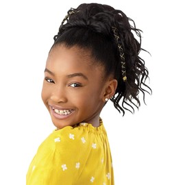 Outre Lil Looks Drawstring Ponytail GOLD ACCENTED NATURAL WAVE 12″ (2T1/27)