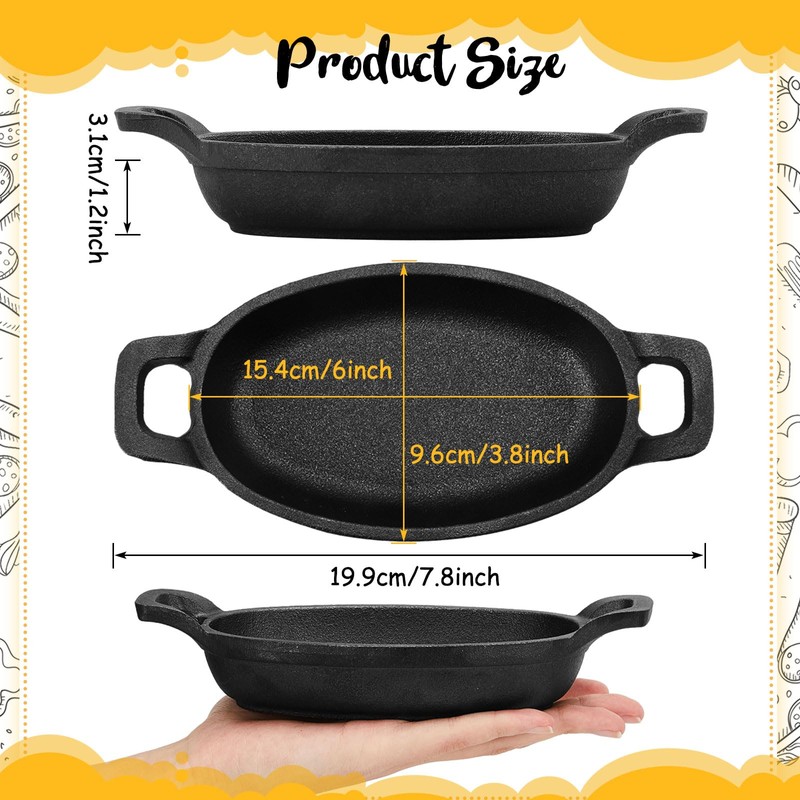 Uiifan 6 Pieces Mini Cast Iron Skillet 6 x 3.8''