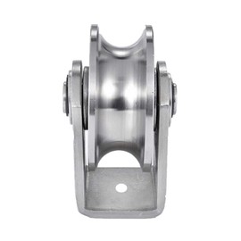 U Groove 3in Stainless Steel Heavy Duty Double Bearing Rigid Caster Sliding Gate Roller Wheel