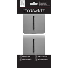 Trendi 1 Gang 2 Way Artistic Modern Glossy 10 Amp Rocker Tactile Light Switch Light Grey (2 Pack)