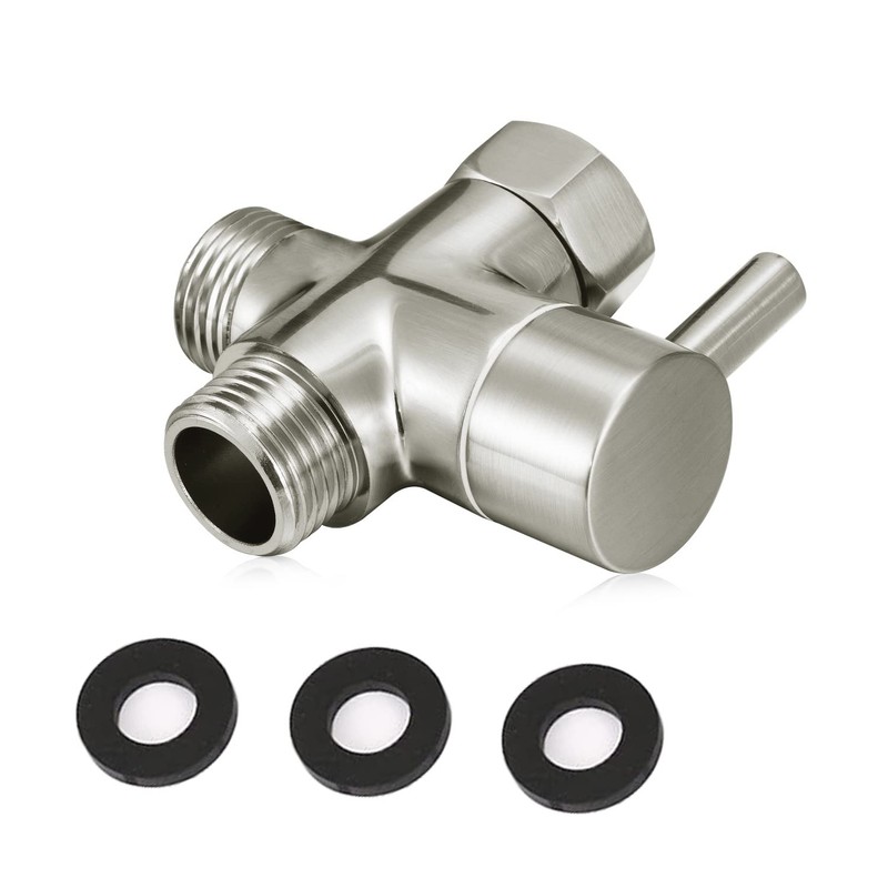 Solid Brass 3-way G1/2 Shower Diverter (Brushed Nickel)